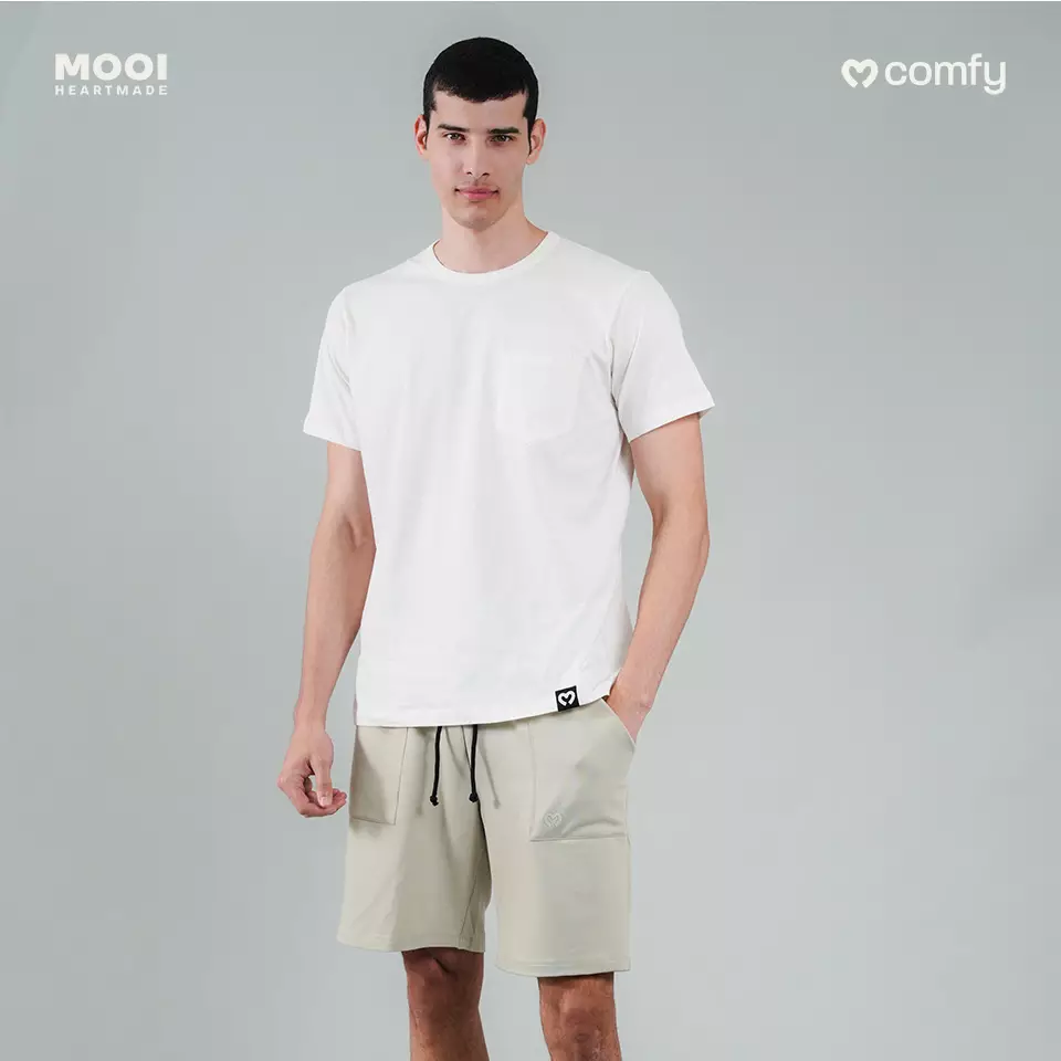 Mooi Kaos Dewasa Pocket Unisex Comfy T-Shirt Pocket Adult - Beige