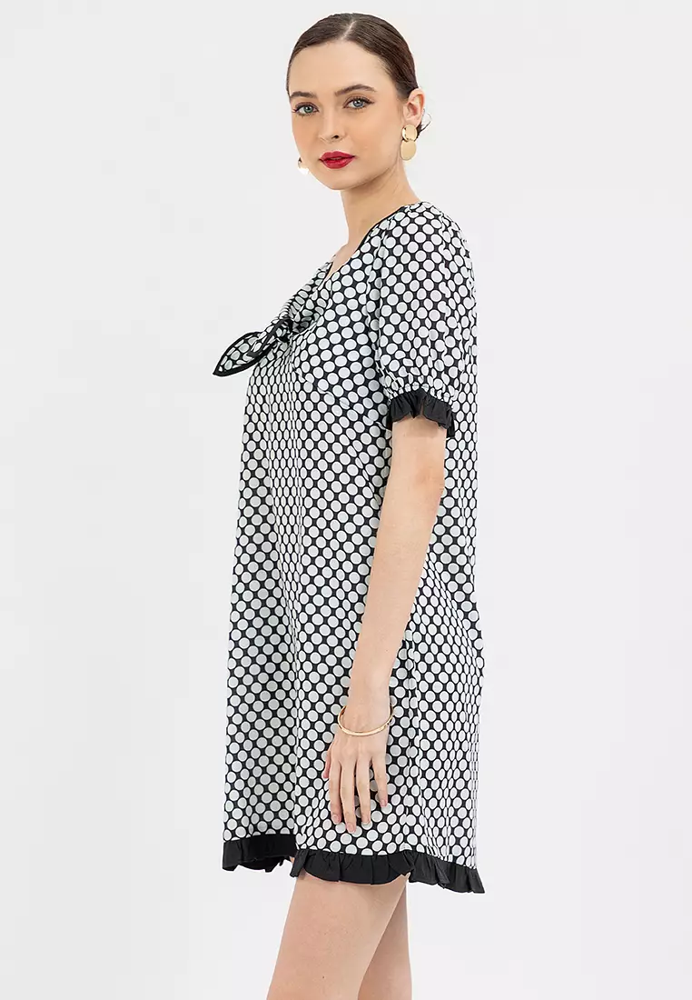 DOTIMA Dotted V-neck Dress