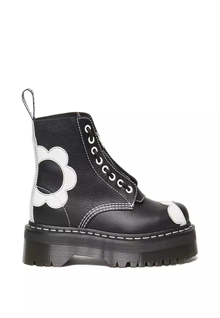 Discount on Dr. Martens  shoes - SKU: Sinclair Black & White Pisa Leather Platform Ankle Boots - Women
