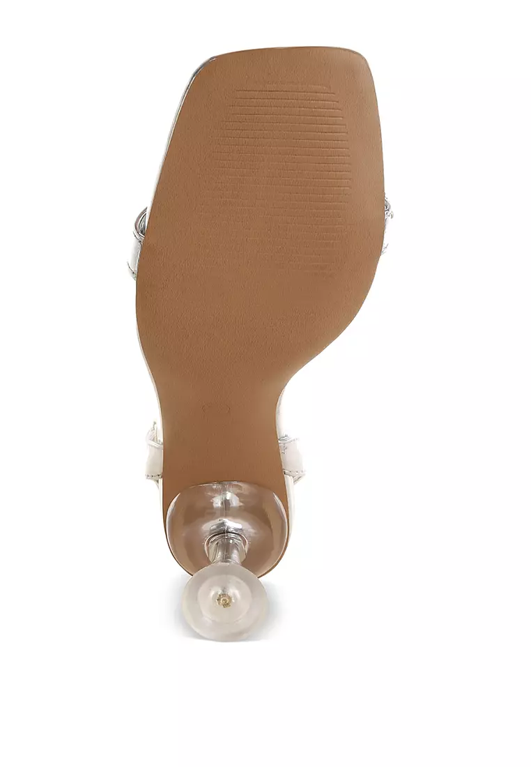 銀色飾有細節的線軸高跟鞋