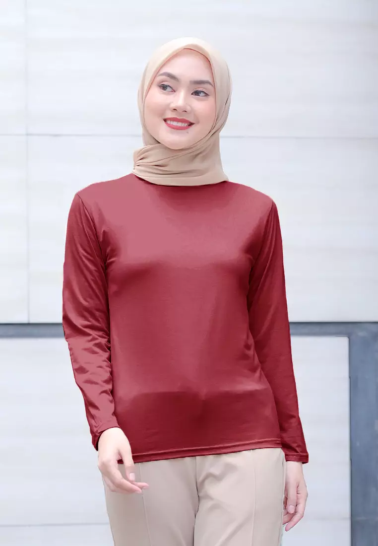 Cotton Bee - Manset Lengan Panjang Aneisha Inner Rayon - Red Cherry - L