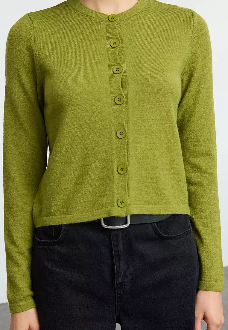 Green Wool Knitted Cardigan Twoaw25Hi00049