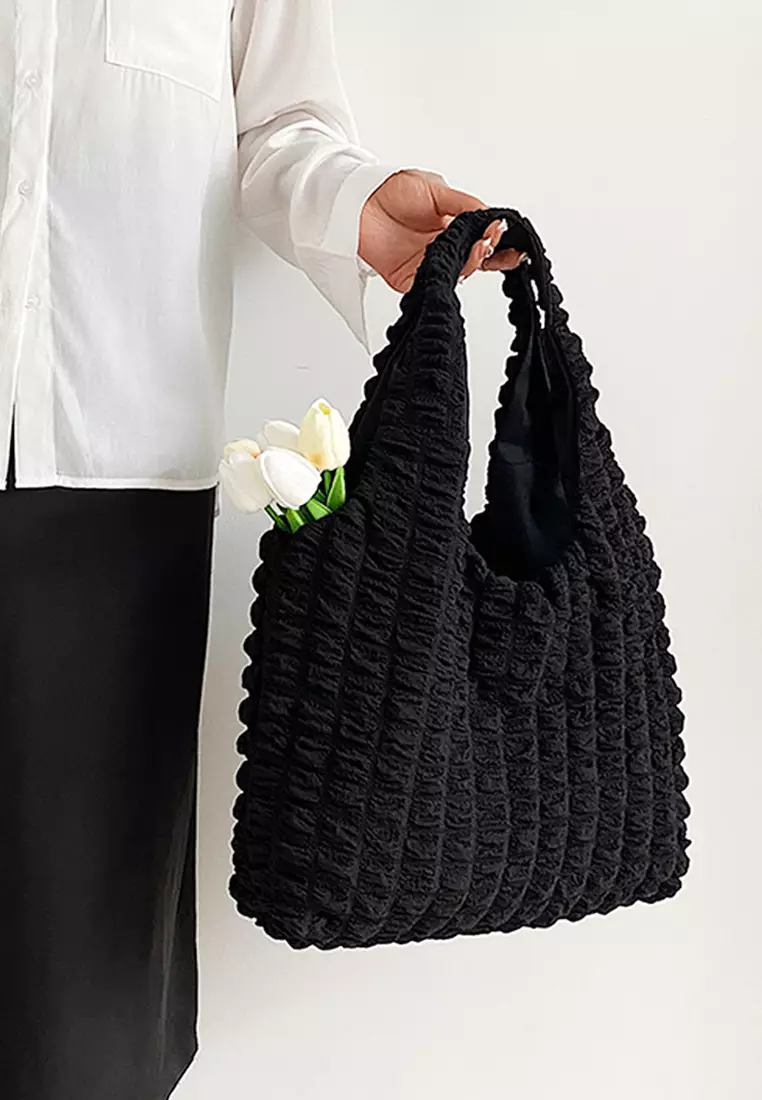 Wakakids Tas Wanita Bahu Shoulder Bag Tote Bag Puffy Foam Korean Style Venrc Hitam