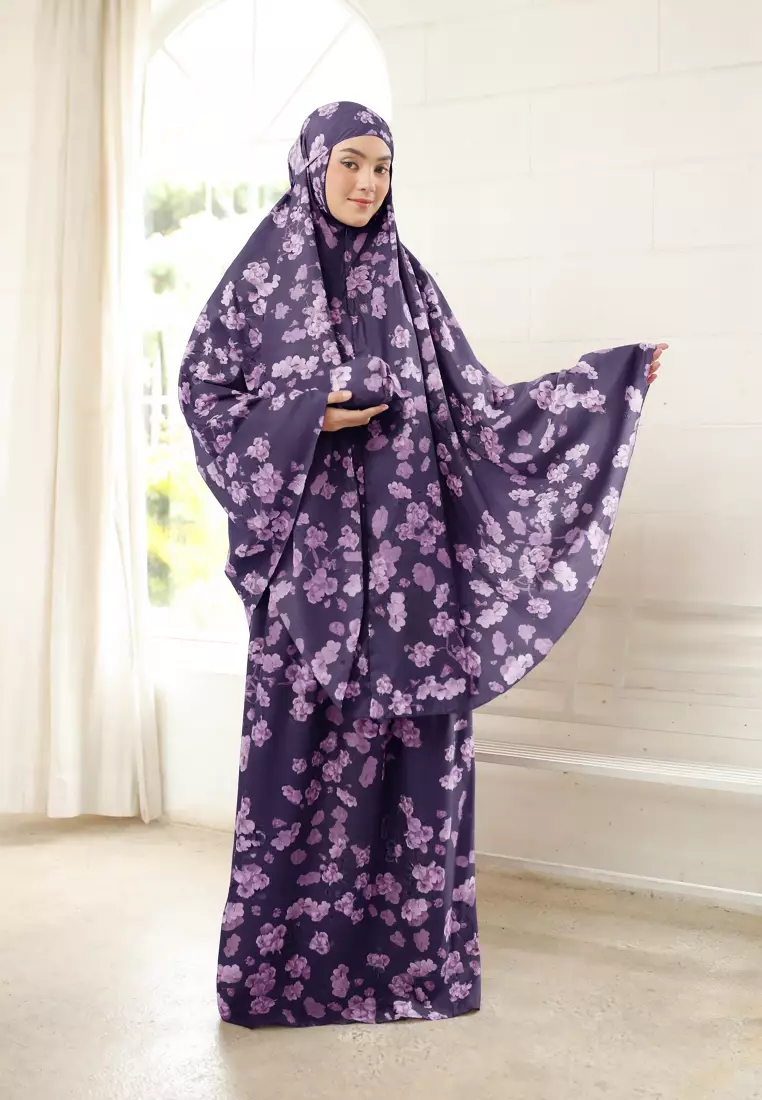 Zelena - Hana Flora Prayer Set | Mukena Travel 2in1 - Puprle Late