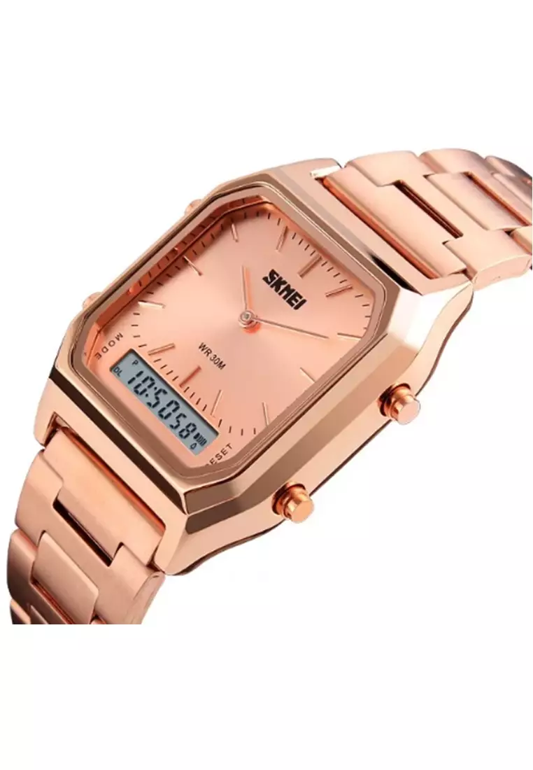 Jam Tangan Digital Analog Pria Waterproof Many Function Strap Tali Material Stainless Steel PQ01 ORIGINAL