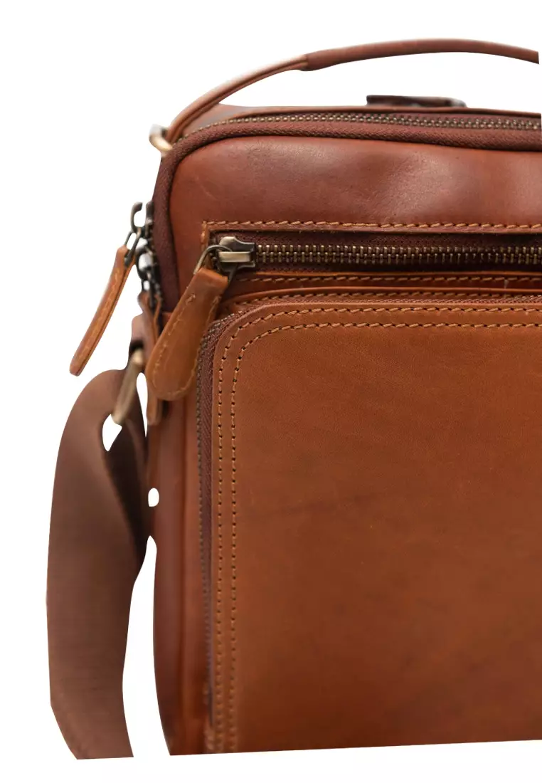Leather Messenger Bag - Full Grain Leather Sling Bag -Leather Bag for Men- Vintage Oil Leather Messenger Brown Bag- Oxhide Messenger LL10