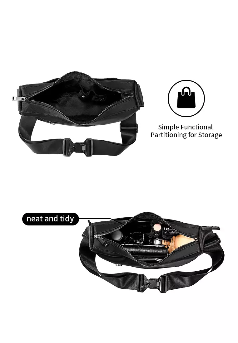 Loren 女士流浪包 單肩包 斜挎包 可調節肩帶長度 防水面料 快速拆解運動扣-黑色