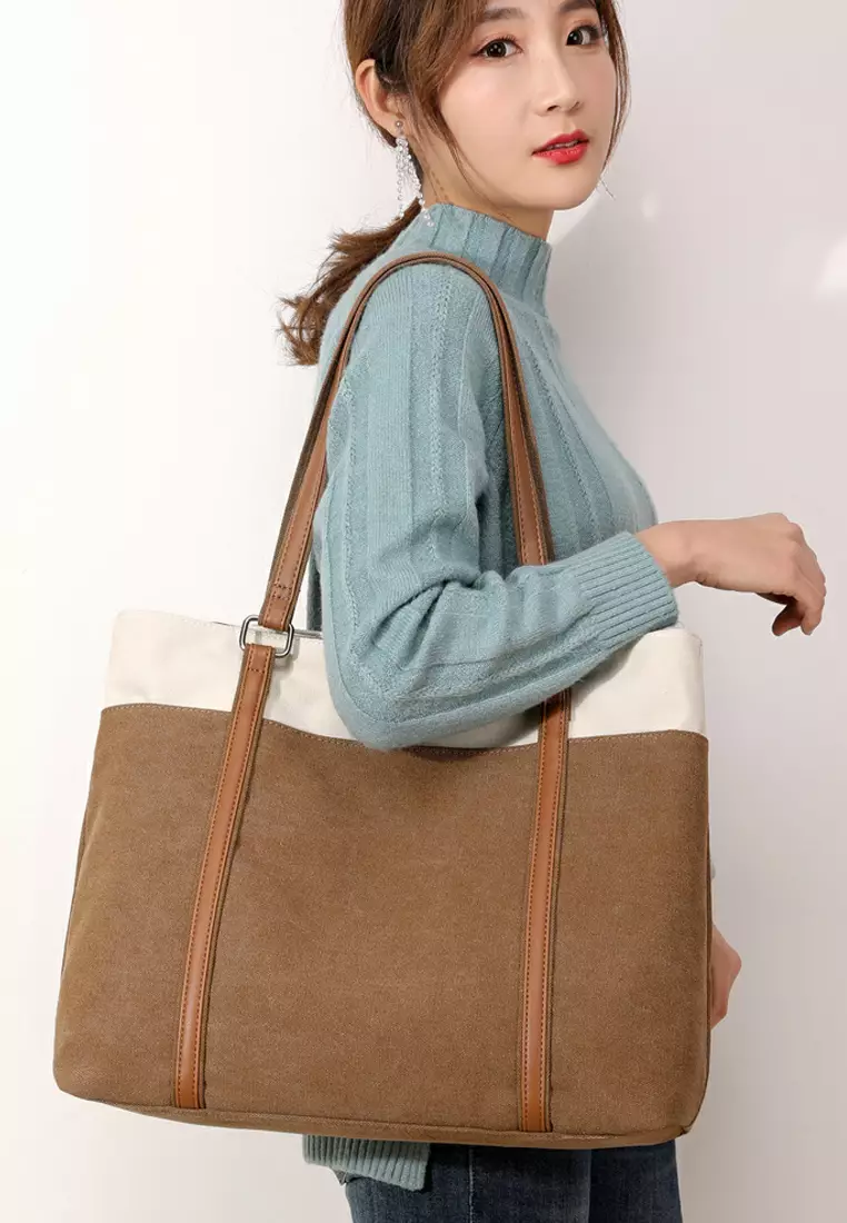 Buy XAFITI Brand New Contrast Stitched Canvas Tote Bag 2023 Online