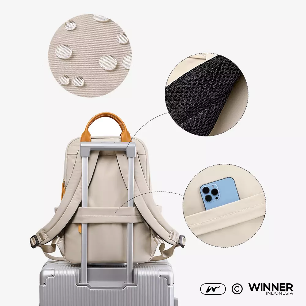 WINNER Tas Ransel Laptop Super Slim 14 inch Oxford Backpack Korean Style (T14-001) Warna Hitam-14-inch