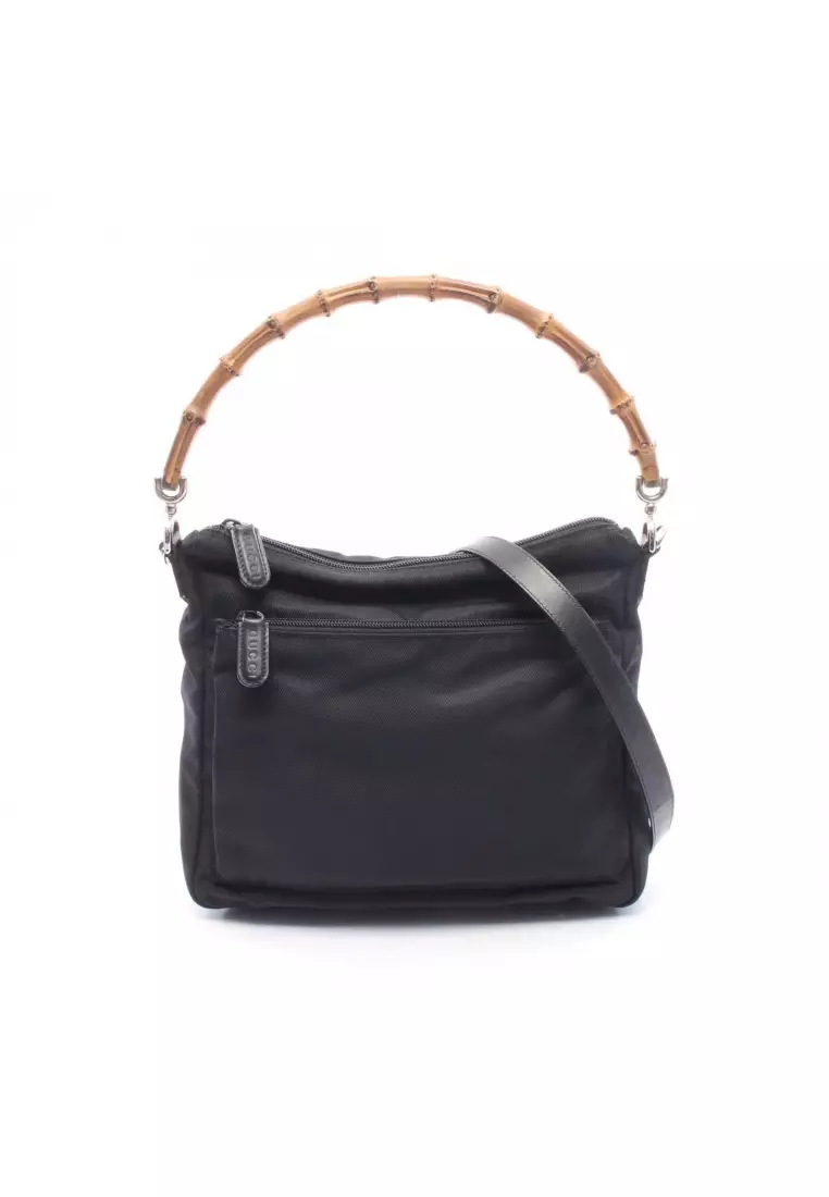 GUCCI2wayバック Buy Gucci Pre-Loved Gucci Bamboo 2WAY Handbag canvas leather black