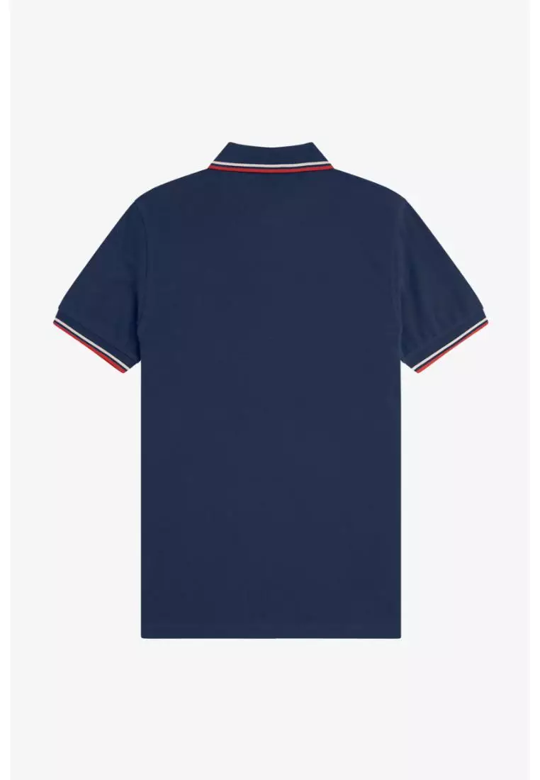 Fred Perry M3600 Twin Tipped Fred Perry Shirt (Tennis Blue / Silky Peach / Flamingo Tan)