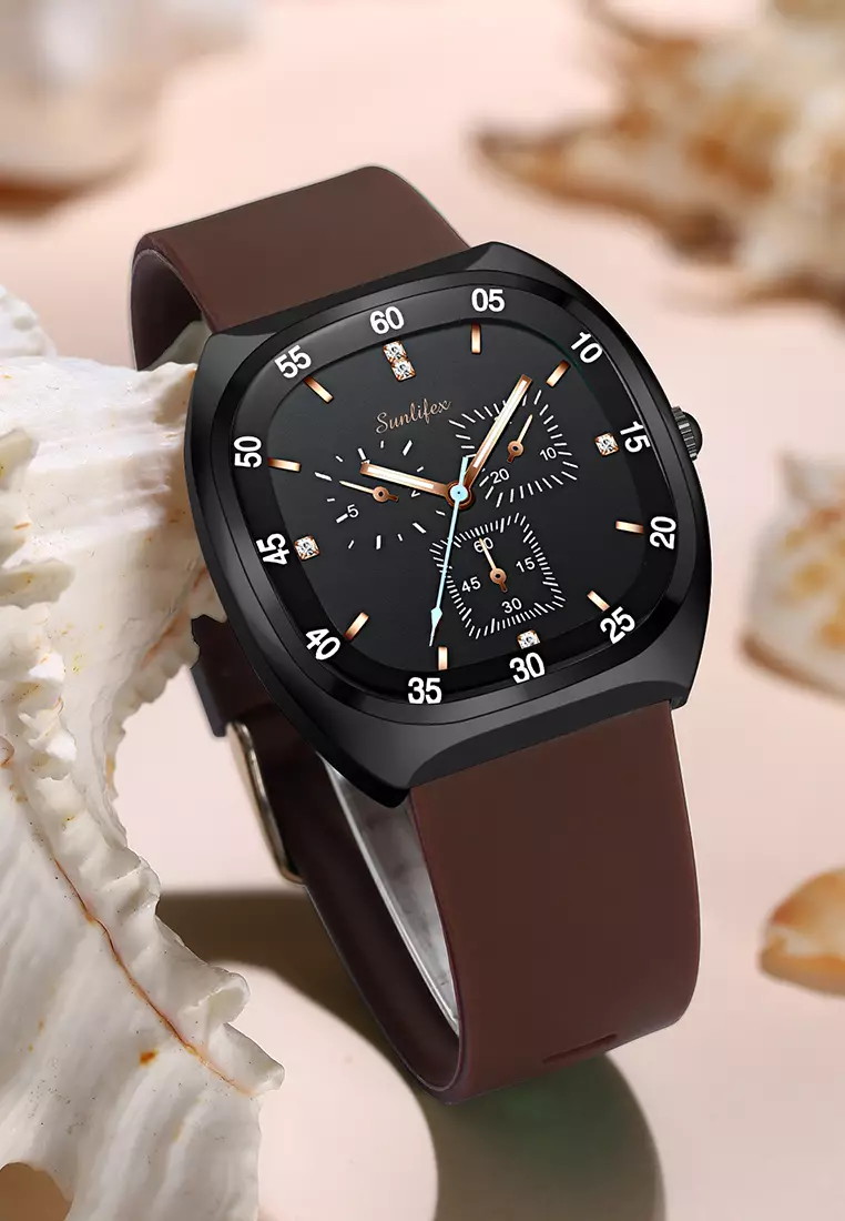 Jam Tangan Wanita Anti Air Original Kasual Mode Tali Silikon Jam Tangan Cewek Korea Brown