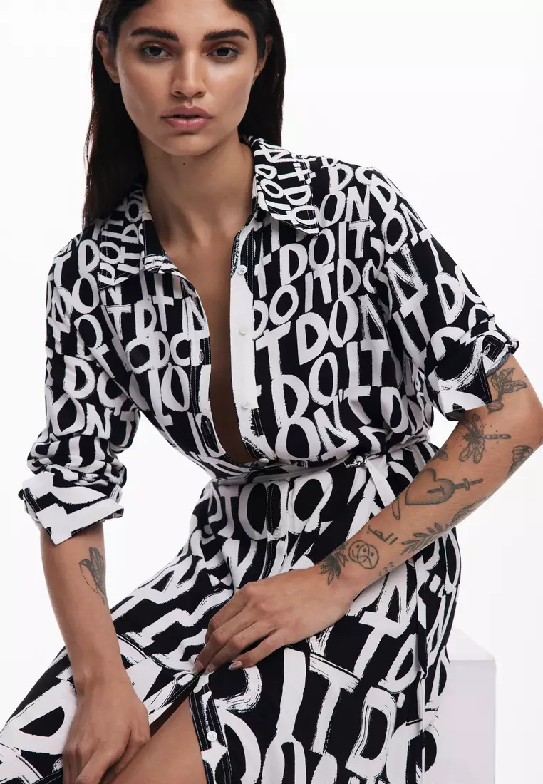 Buy Desigual Midi dress with lettering 2025 Online | ZALORA