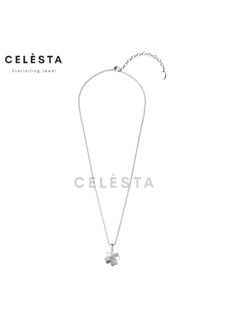Berlian Moissanite Mon Clover Pendant [GRA CERTIFICATE MOISSANITE DIAMOND] - Kalung Moissanite Diamond 0,5 CT 925 Silver Celesta by Her Jewellery