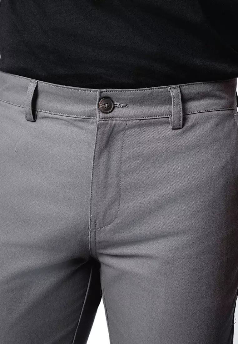 Regular Straight Fit Chino Cotton Twill Dark Grey