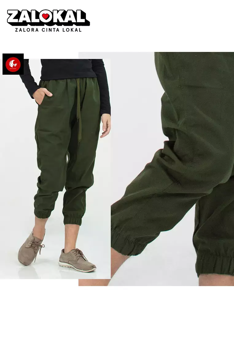 OKECHUKU Maya  Celana Jogger 3/4 Joger Wanita Training Olahraga Sporty