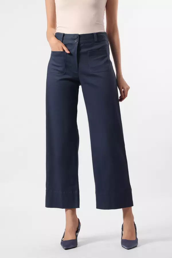 MINIMAL - Laurrie - Celana Kulot Katun Stretch - Navy Colour Navy