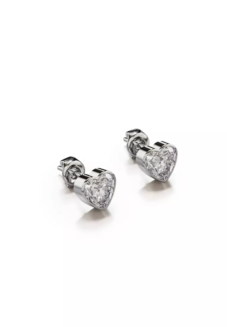 Heart Bezel Studs-Silver/Clear