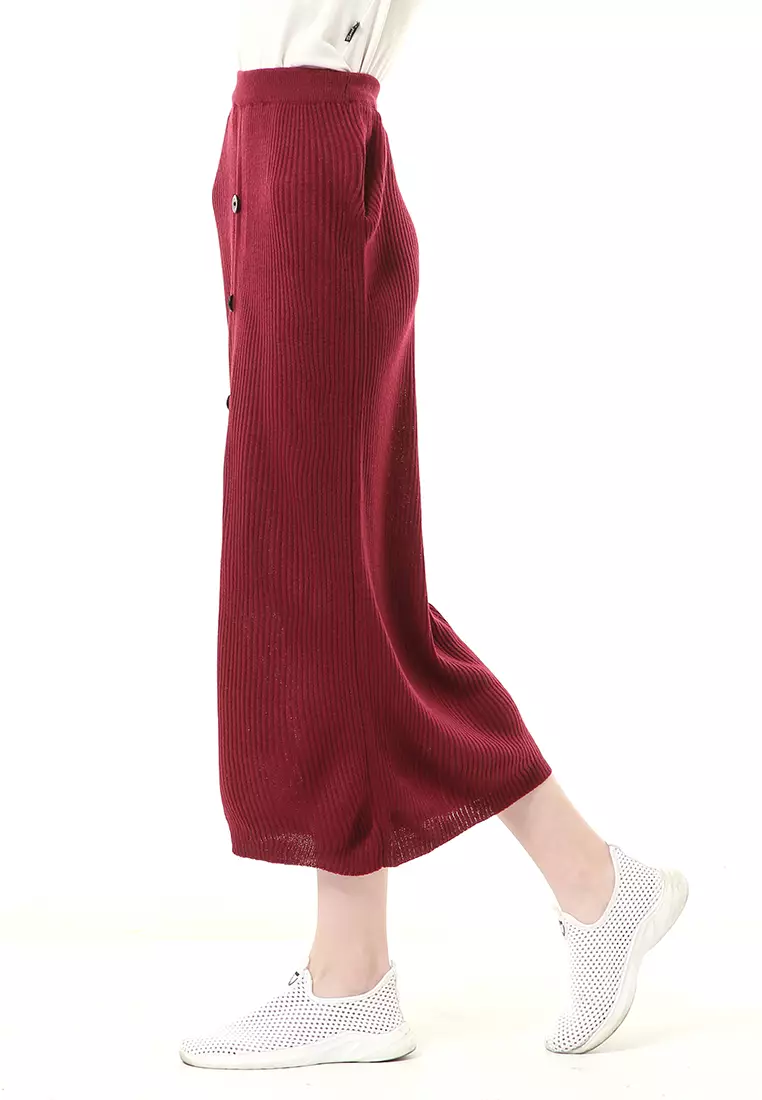 Deliana Rok Rajut Kancing Bawahan Wanita Premium Quality - Maroon
