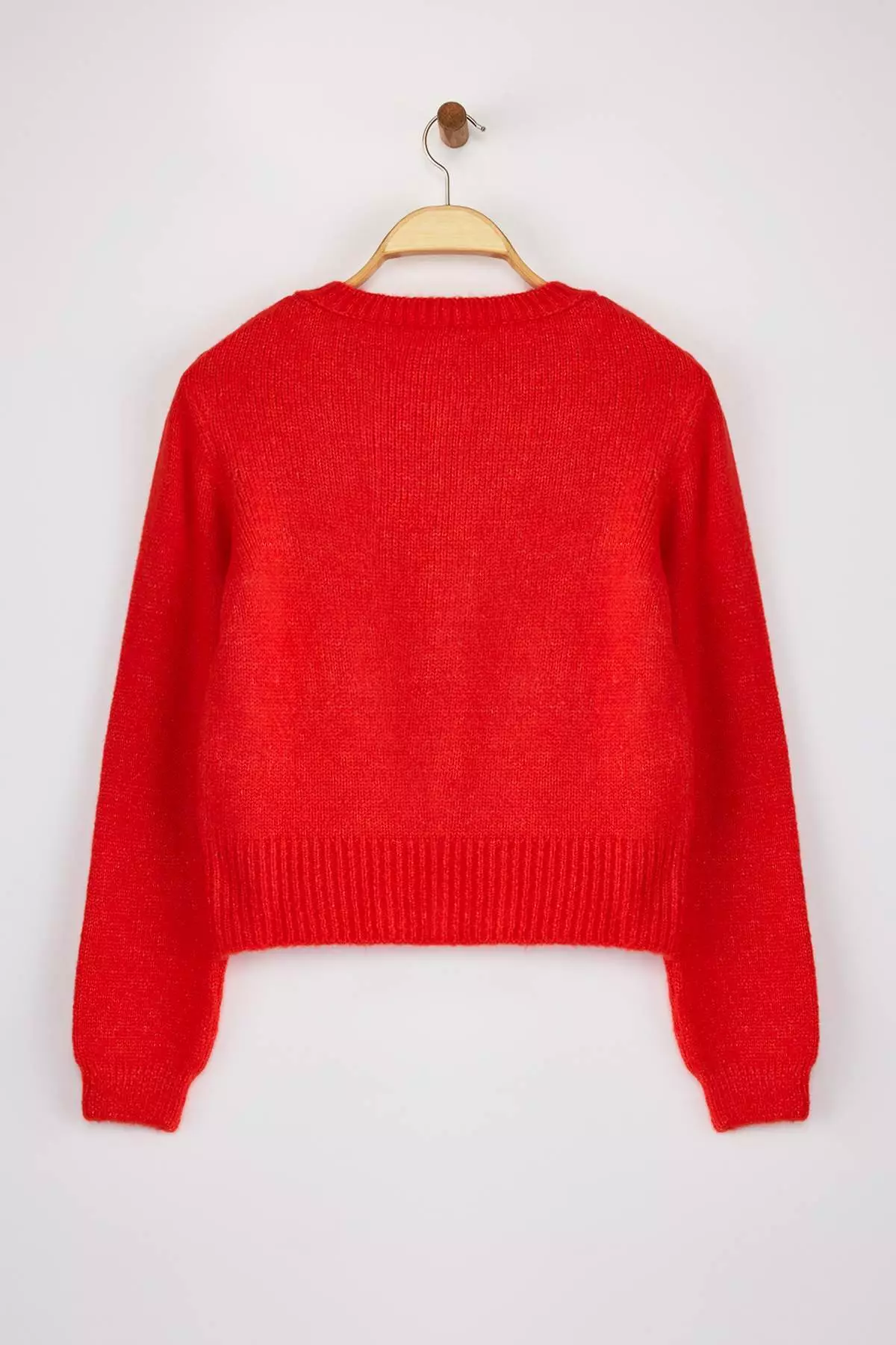 石榴花柔軟紋理寶石鈕扣外套造型針織外套