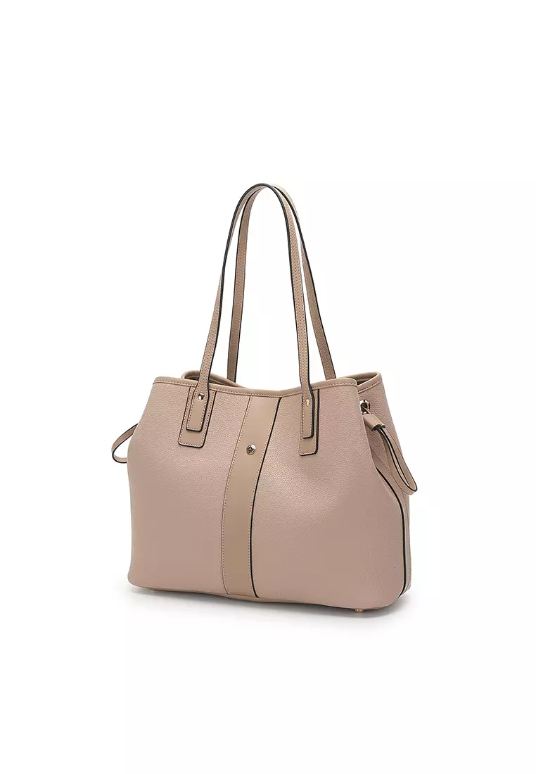 2-in-1 Tote Bag & Top Handle Bag (2-in-1 - Tas Jinjing Wanita & Tas Tangan Wanita) - Krem