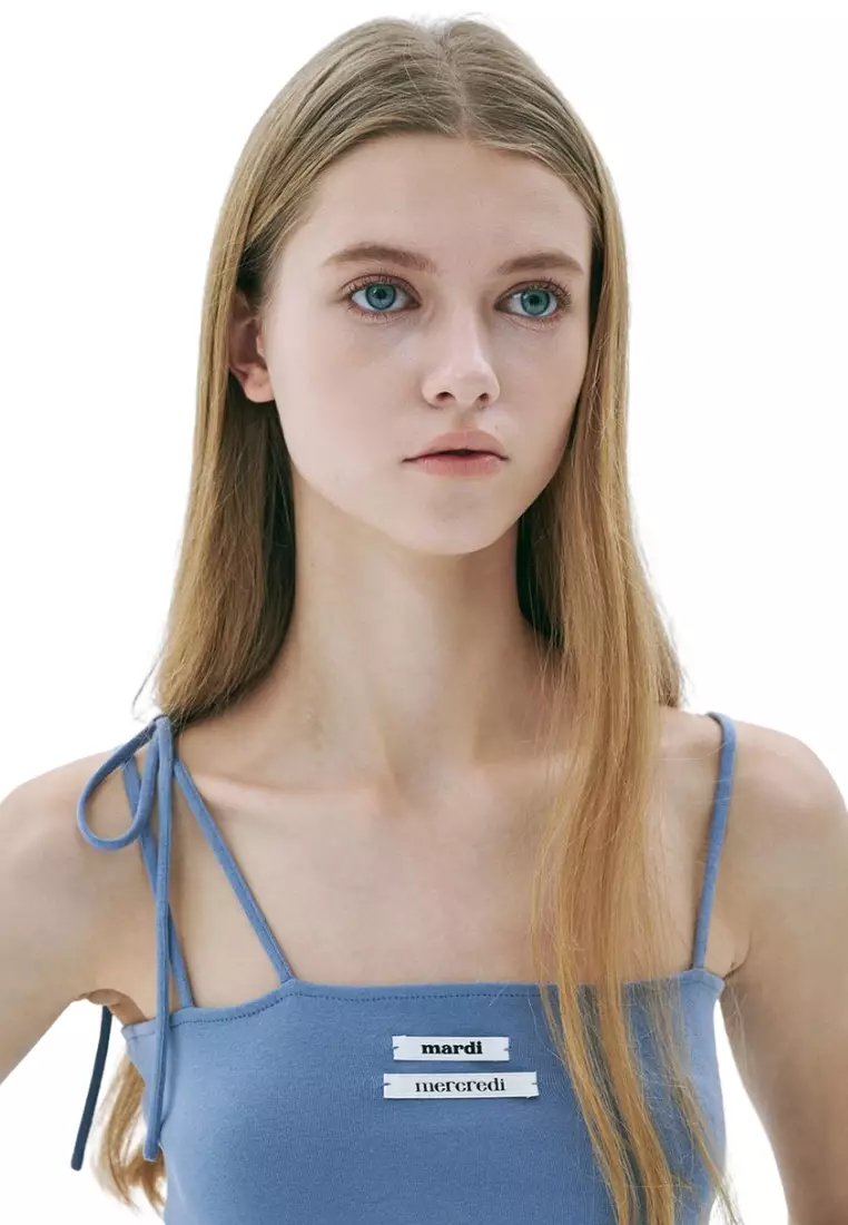 Sleeveless Double Label ribbon Detail - Blue