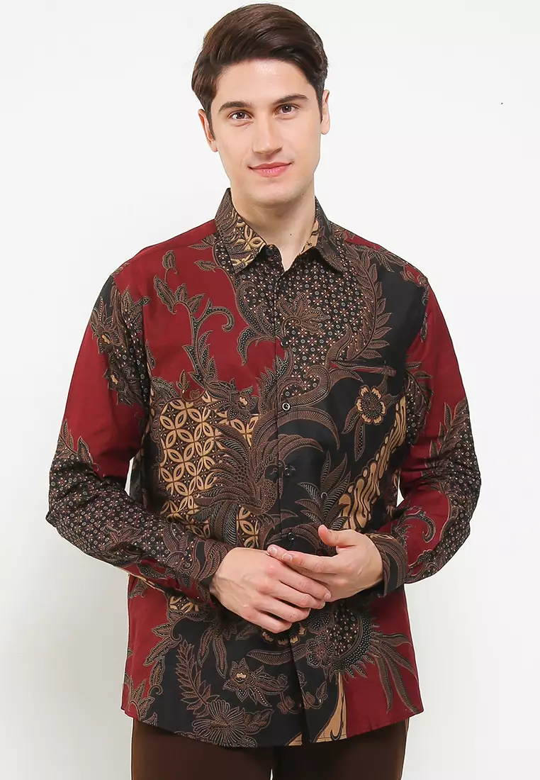 Jual Elshanum Batik Denver Kemeja Batik Premium Pria Slimfit Casual Modern Lengan Panjang