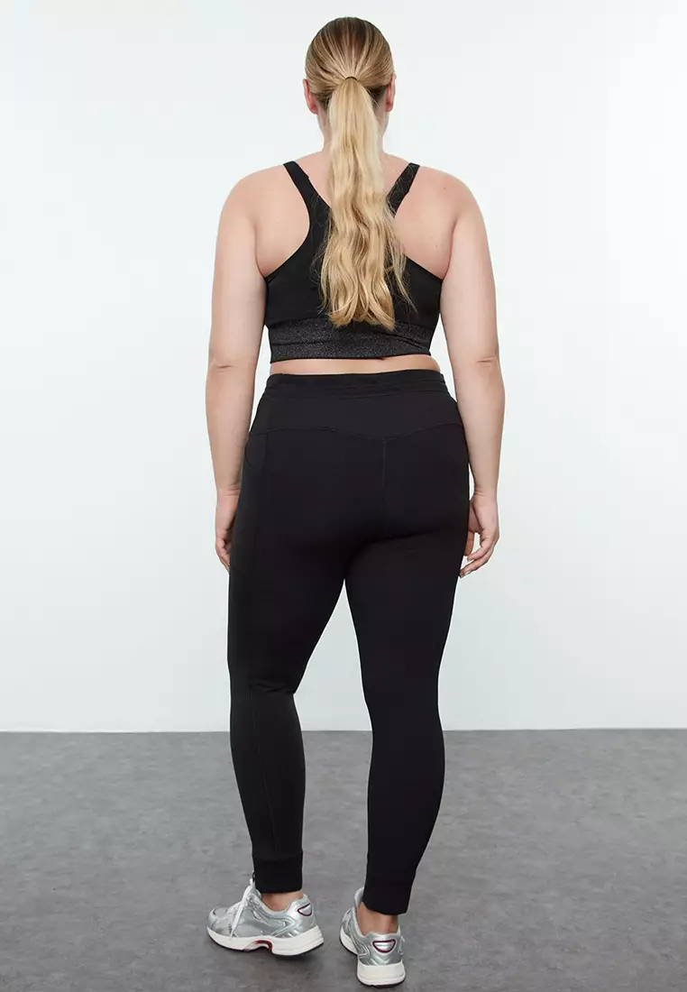 Black Brushed Scuba Full Length Sports Leggings TBBAW25BV00000