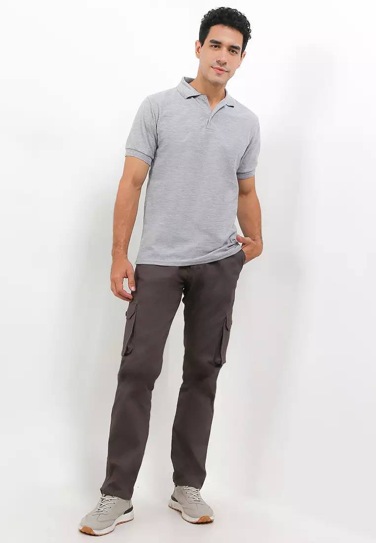 Celana Cargo Pants Cotton Twill Stretch - Grey
