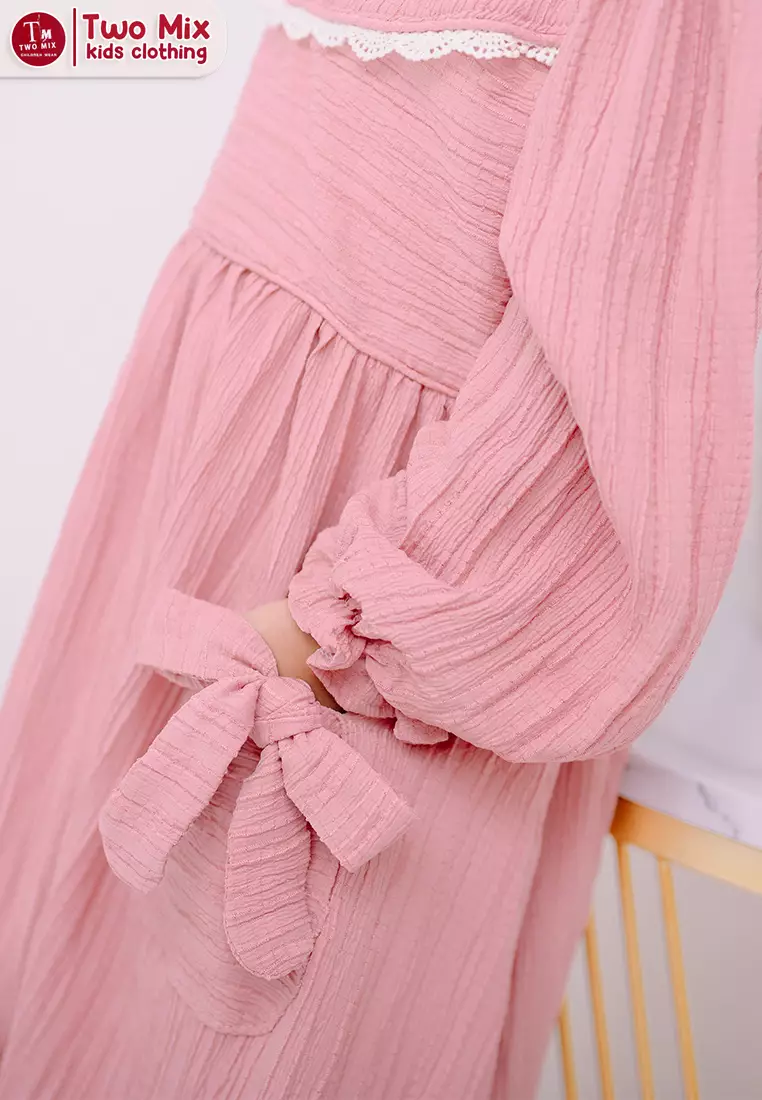 Two Mix - Raya Collection 2024 - Baju Muslim Alesya Gamis Anak Perempuan 1-12 Tahun 4397 Dusty Rose
