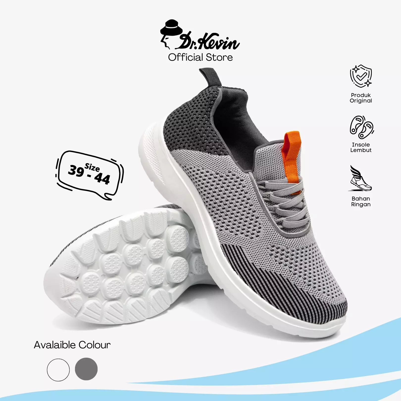 Dr. Kevin Sepatu Sport Pria Men Sneakers Sekolah Flyknit Tali 889-075