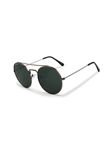 Sensolatino Eyewear black and brown and red and pink and green and blue and silver Sensolatino® Series Monaco Gun Frame With Natural Green Polarized Lenses 0C3FDGLE11060BGS_1