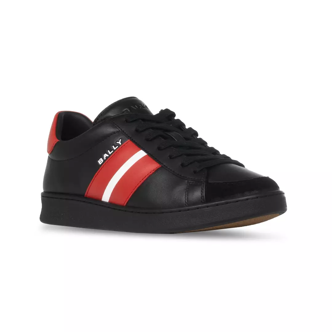 Thiago Tennis Sneaker In Leather - Black And Candy Red