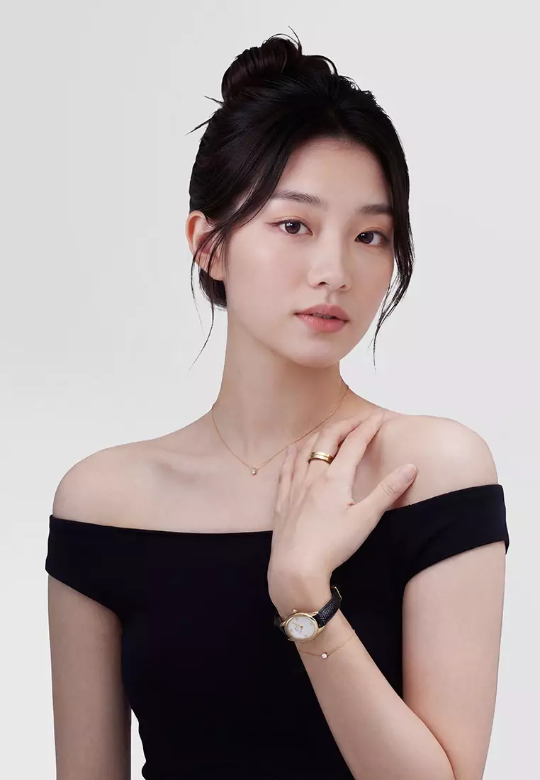 Ophelia Mini Black Lizard White Guilloché Gold - Women Watch Stainless Steel Leather Strap watch DW Official Authentic Original 女士手錶 不銹鋼手錶 DW 官方 真皮手錶 正品