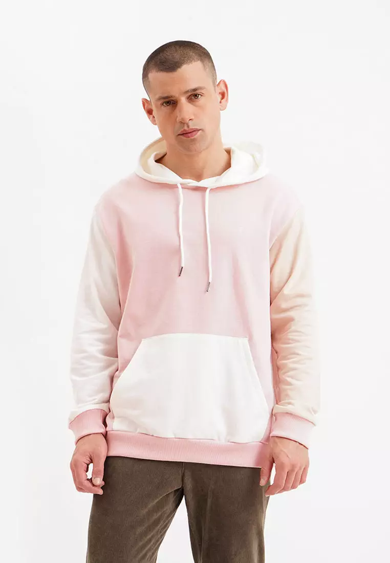 Relaxed Fit Printed Hoodie - Light pink - Men