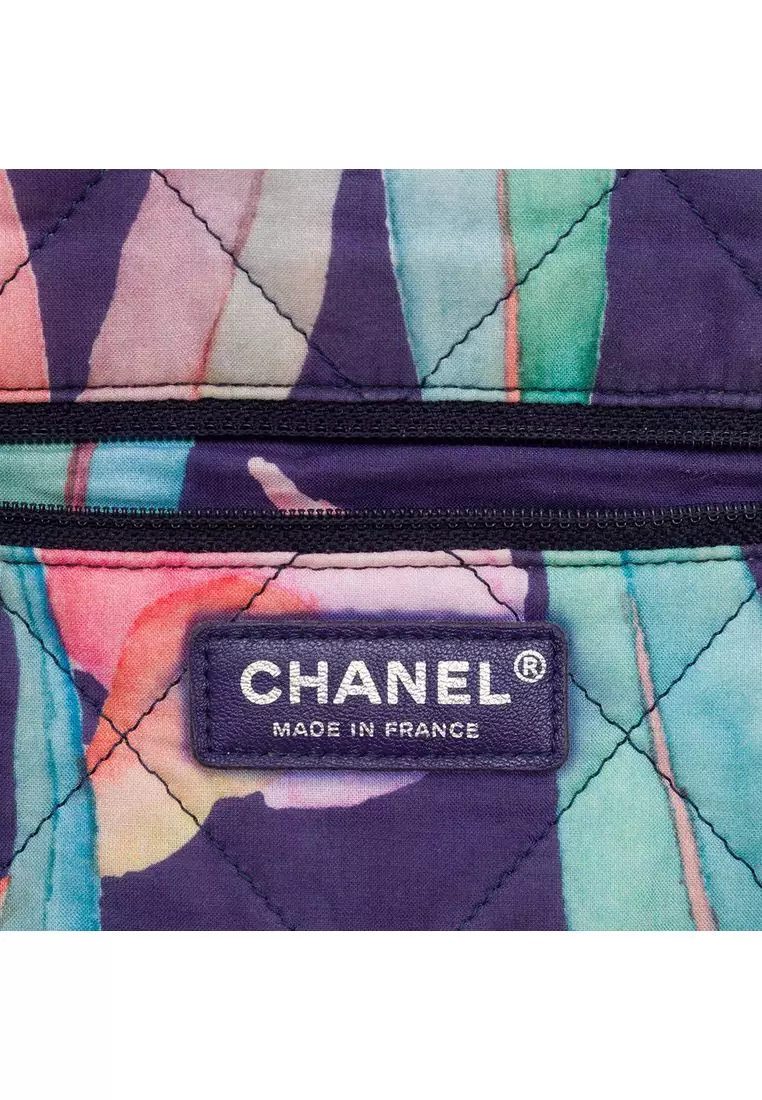 Pre-Loved Chanel Cc Quilted Printed Denim Jungle Jeans Flap
