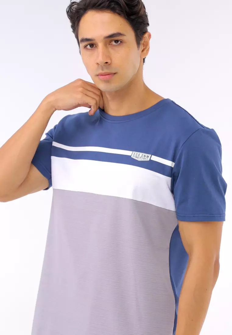 Round Neck Streaky Short Sleeves