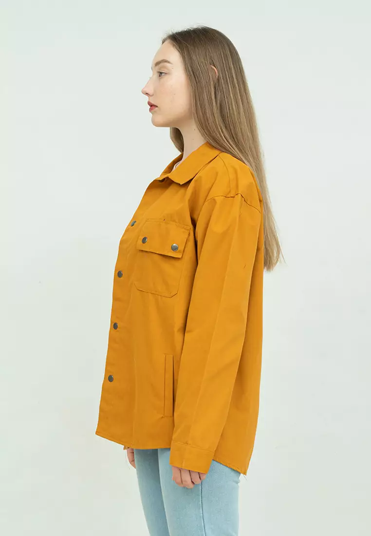 Jaket parka outer jaket wanita semi parka warna Mustard unisex