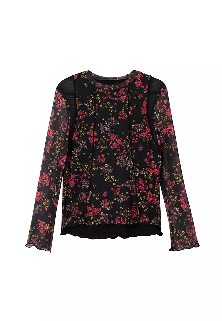 Desigual Girl Floral tulle T-shirt.