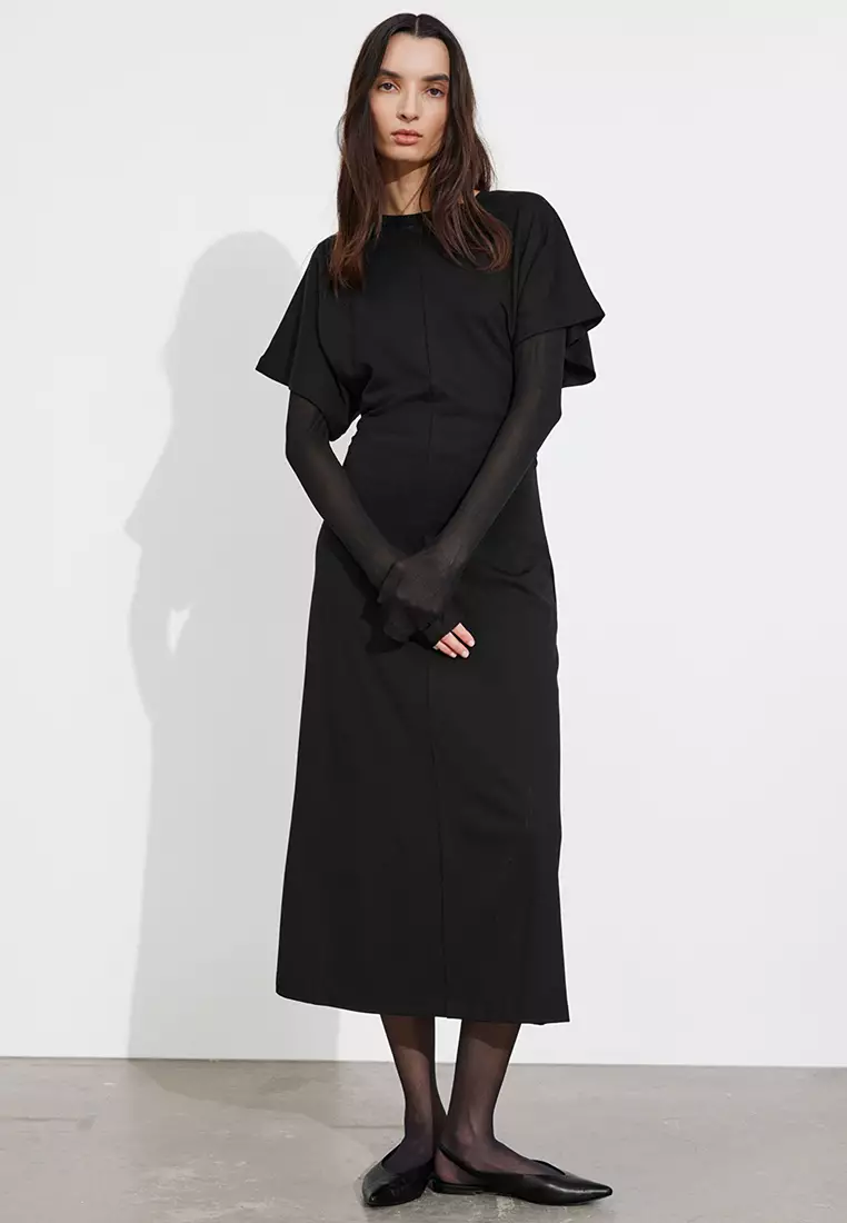 Flutter-Sleeves Midi Dress