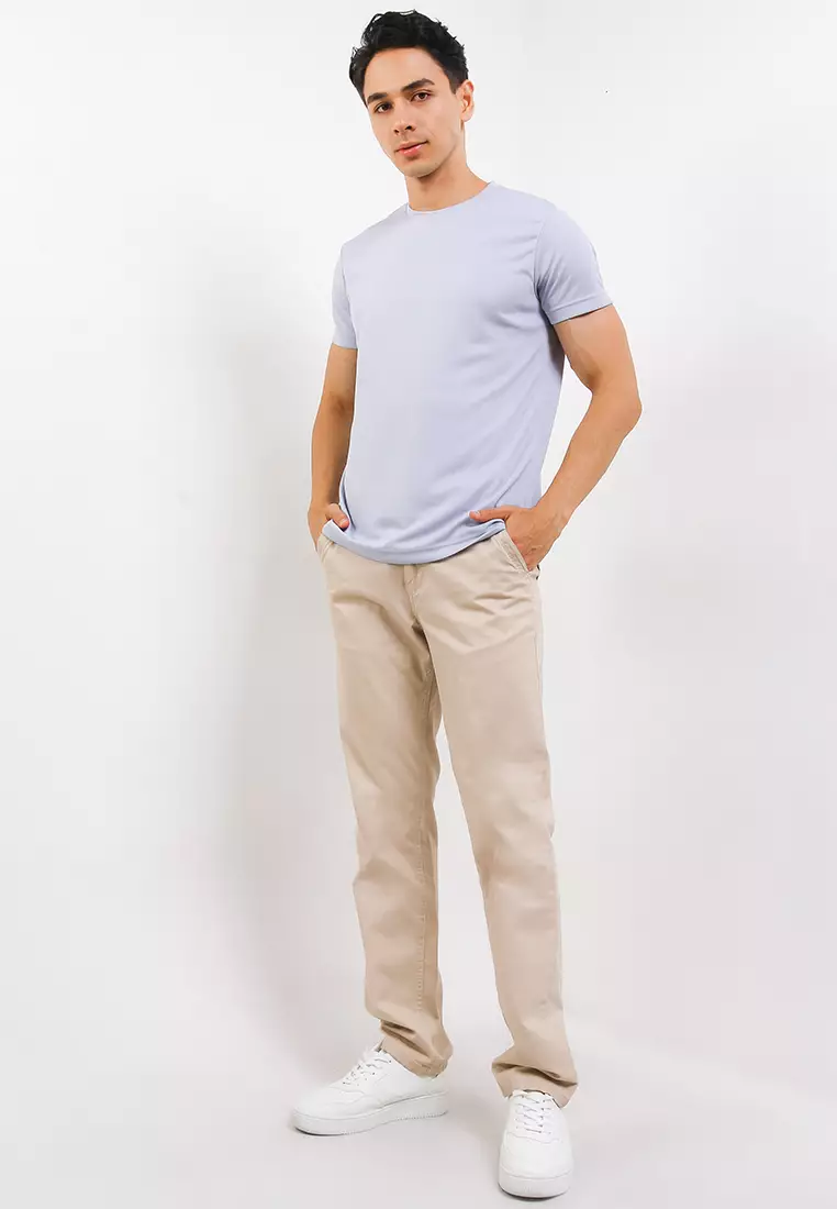 T Shirt Rib Back Print Batik Kawung Line Short/Slv