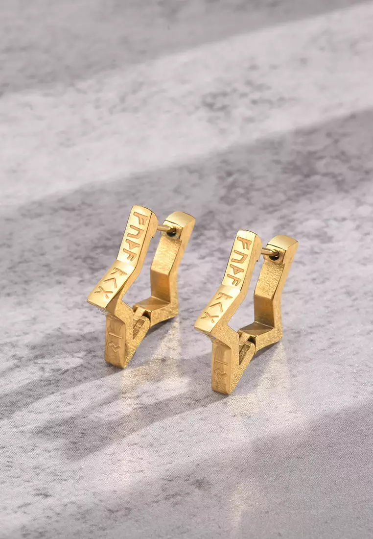 Unisex Stainless Steel Runes Star Earrings JW QX-525