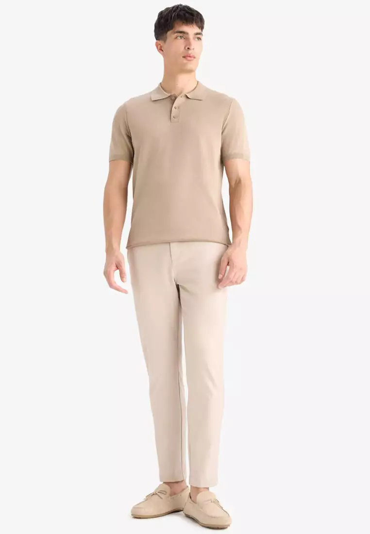 Standard Fit Polo Neck Short Sleeve Knitwear T-Shirt