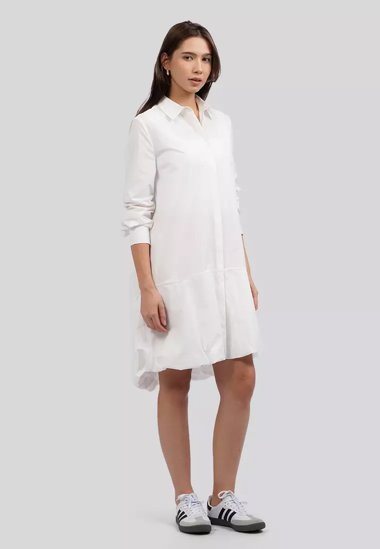 Bubbled Hem Shirt Dress