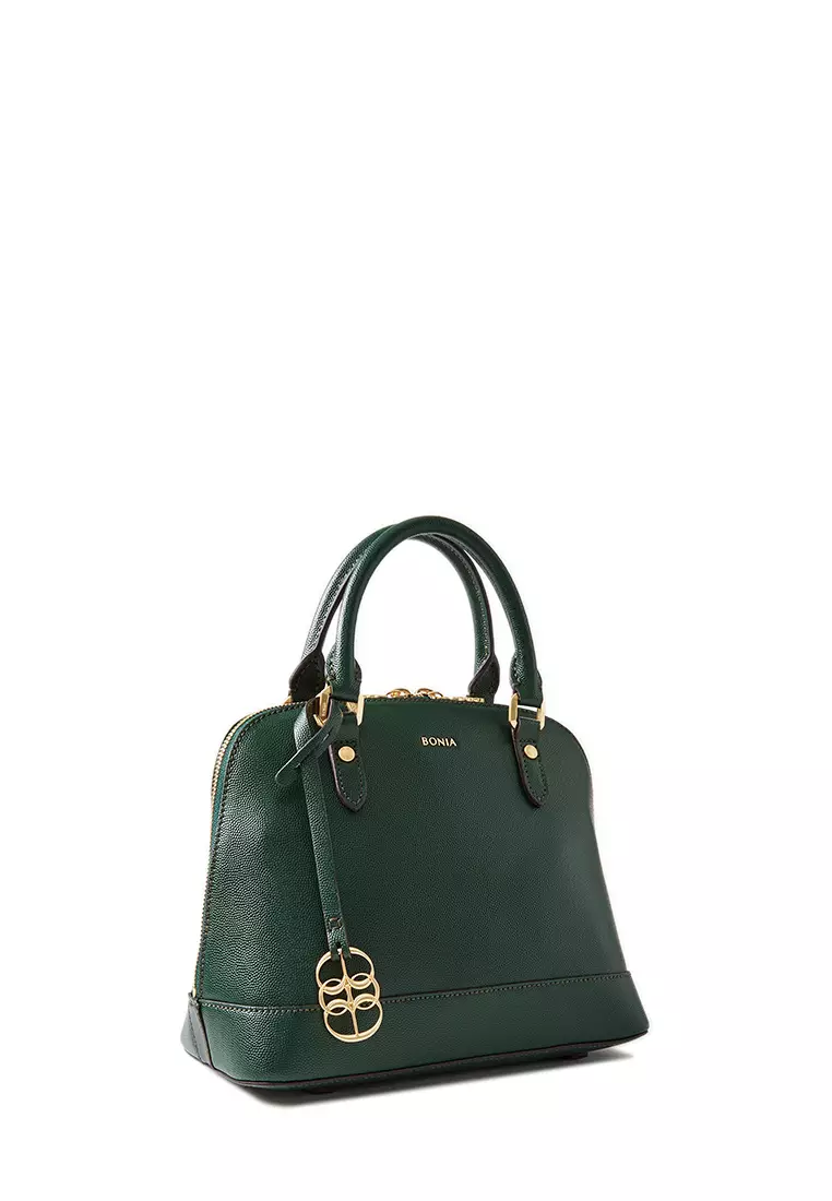 Litchi Embossed Dome Bag Small Green