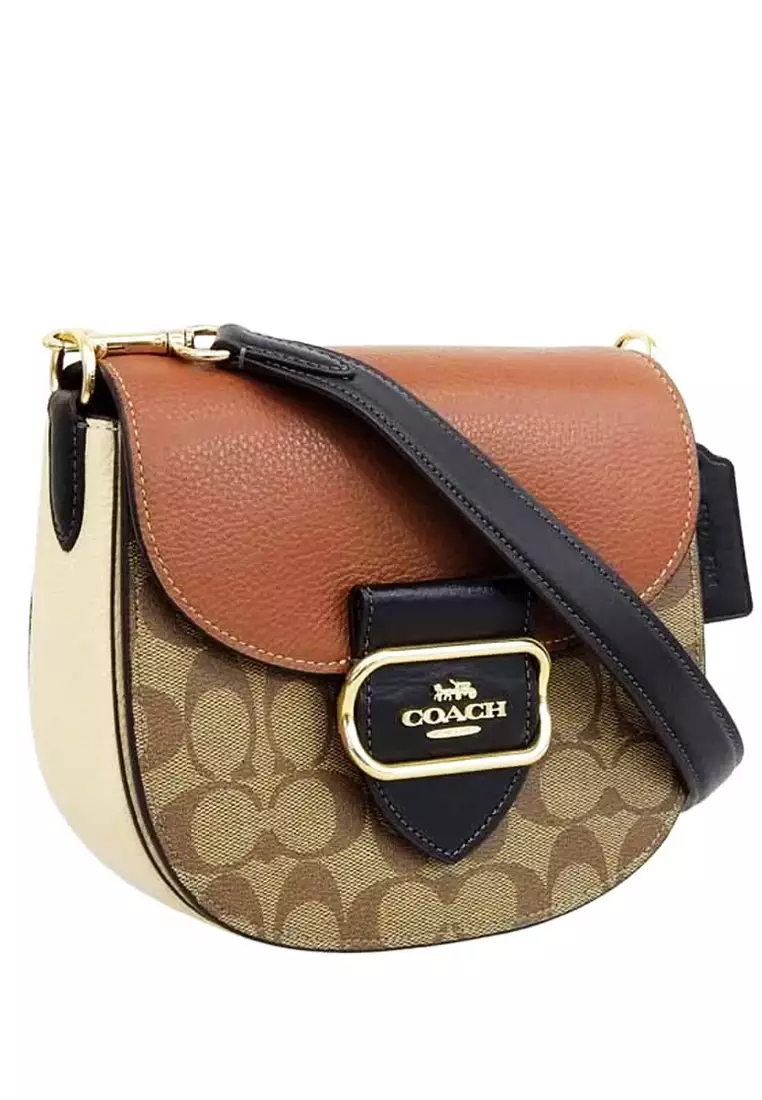 Buy Coach Morgan Saddle Bag In Colorblock Signature Canvas - Brown ...