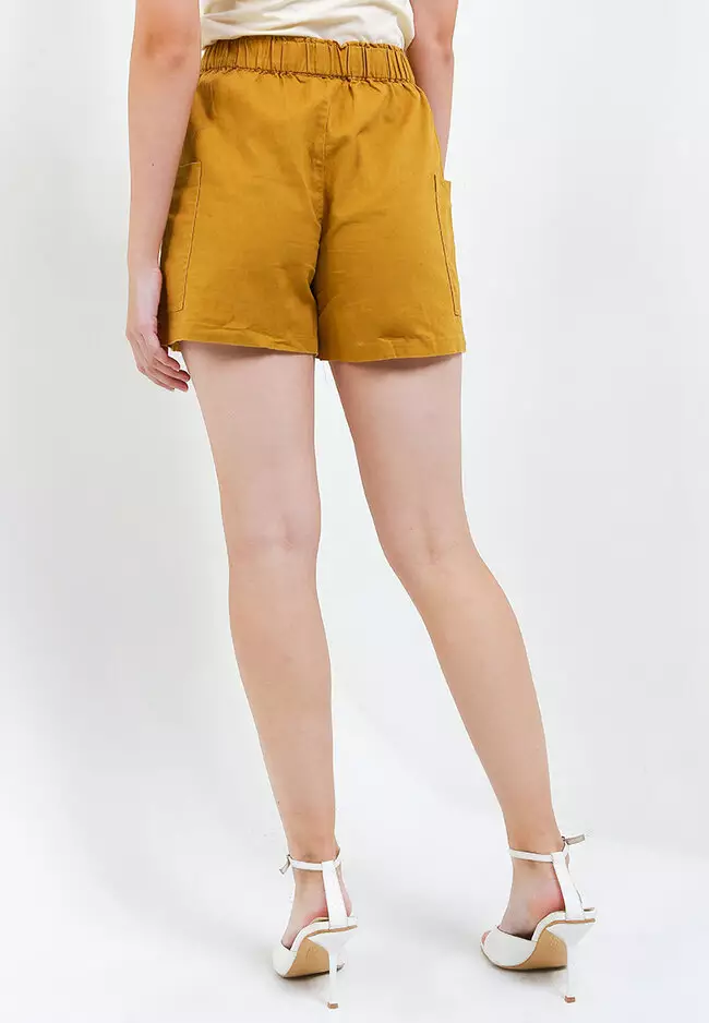 Giordano Women's Linen Short Pocket Pants