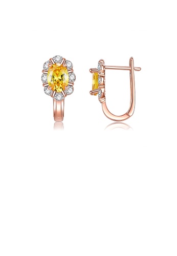 Glamorousky white Simple and Elegant Plated Rose Gold Flower Earrings with Yellow Cubic Zirconia 4C190ACA32F5AFGS_1