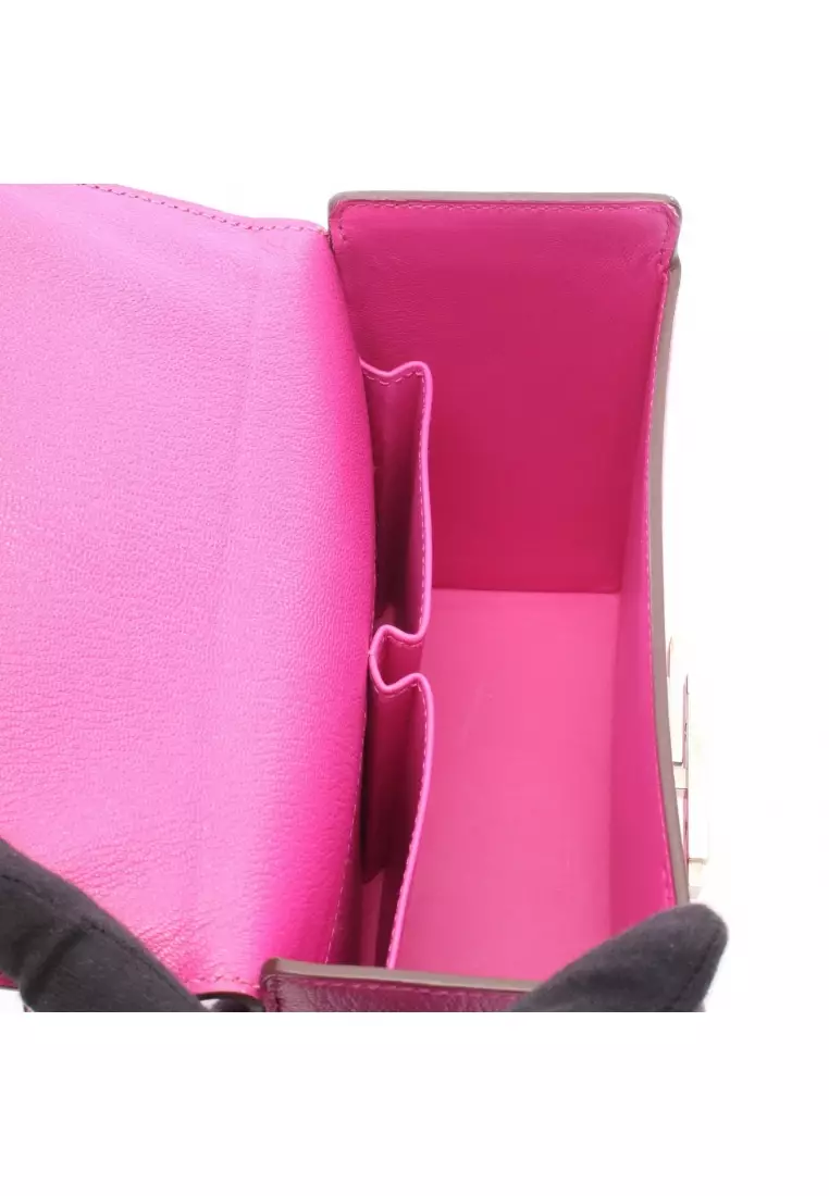 Pre-Loved Hermès cinematic magnolia 2WAY chain shoulder bag Chevre Pink purple silver hardware C engraved
