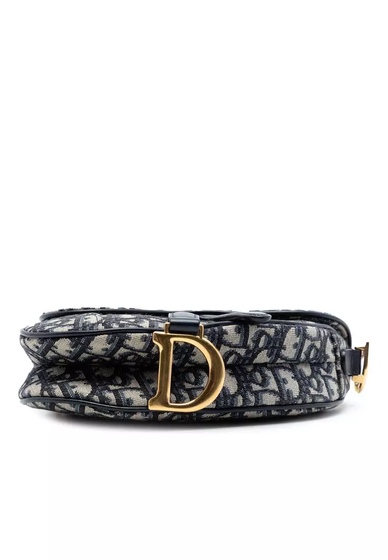 Pre-Loved Dior Mini Oblique Canvas Saddle Bag